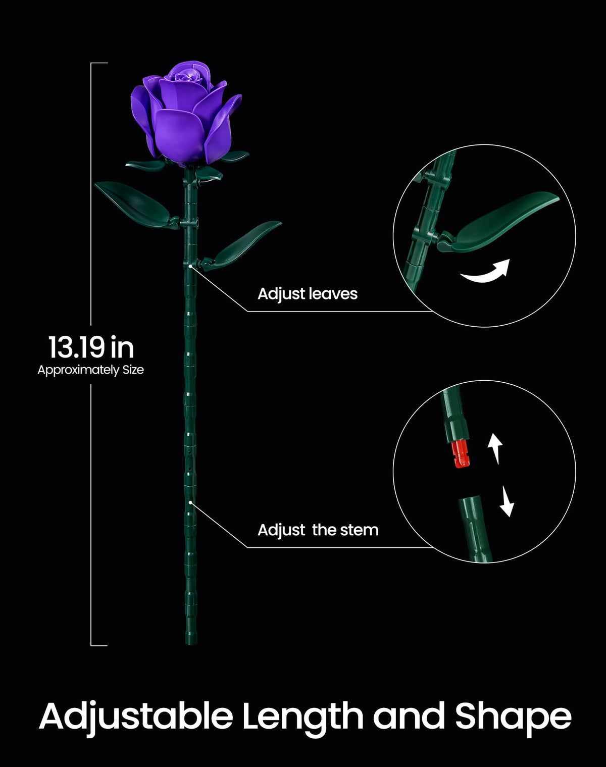iATOM Black Roses Flower Building Set - 3 Pack