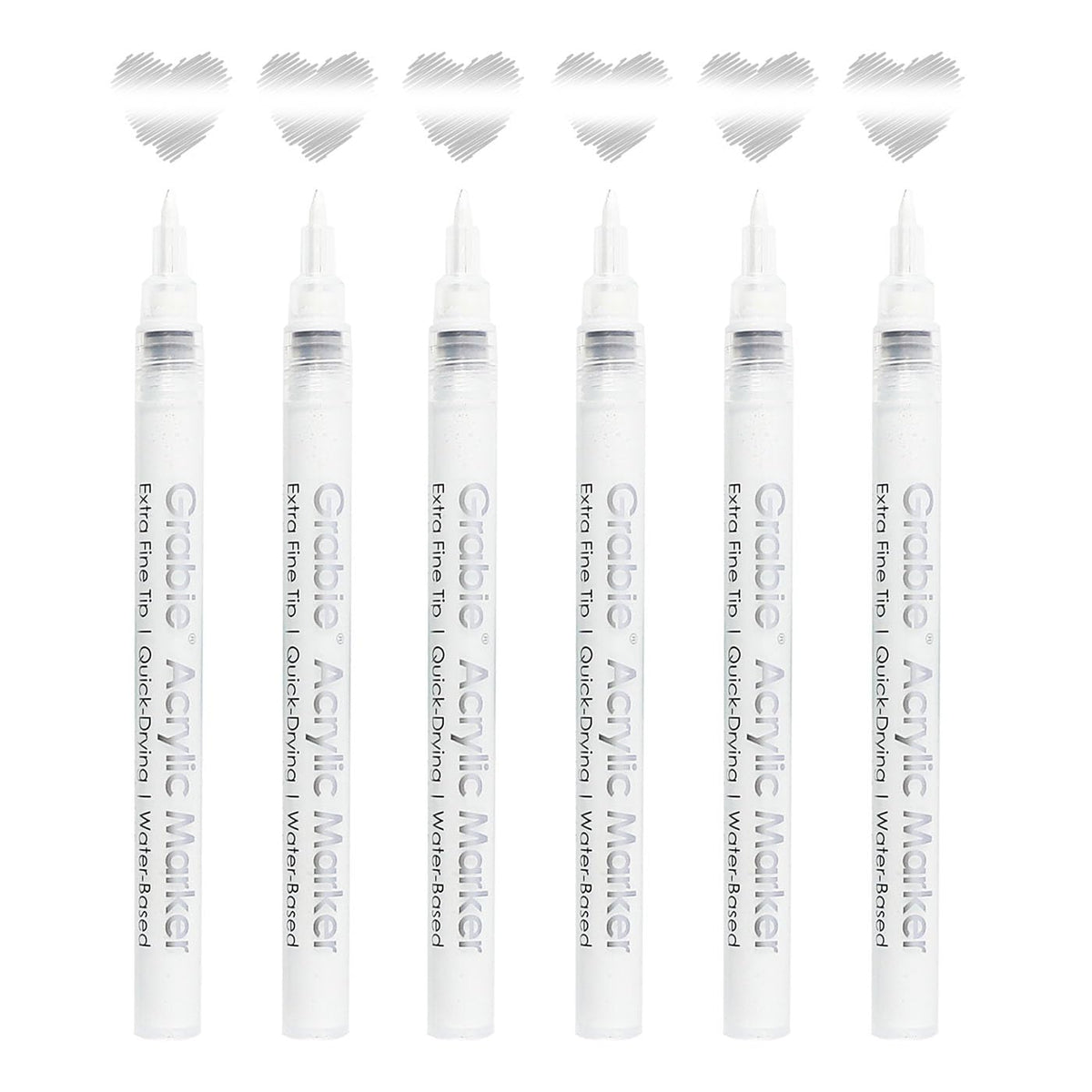 Grabie 6 Pack of Black & White Acrylic Paint Markers, 0.7 mm Extra Fine Tip