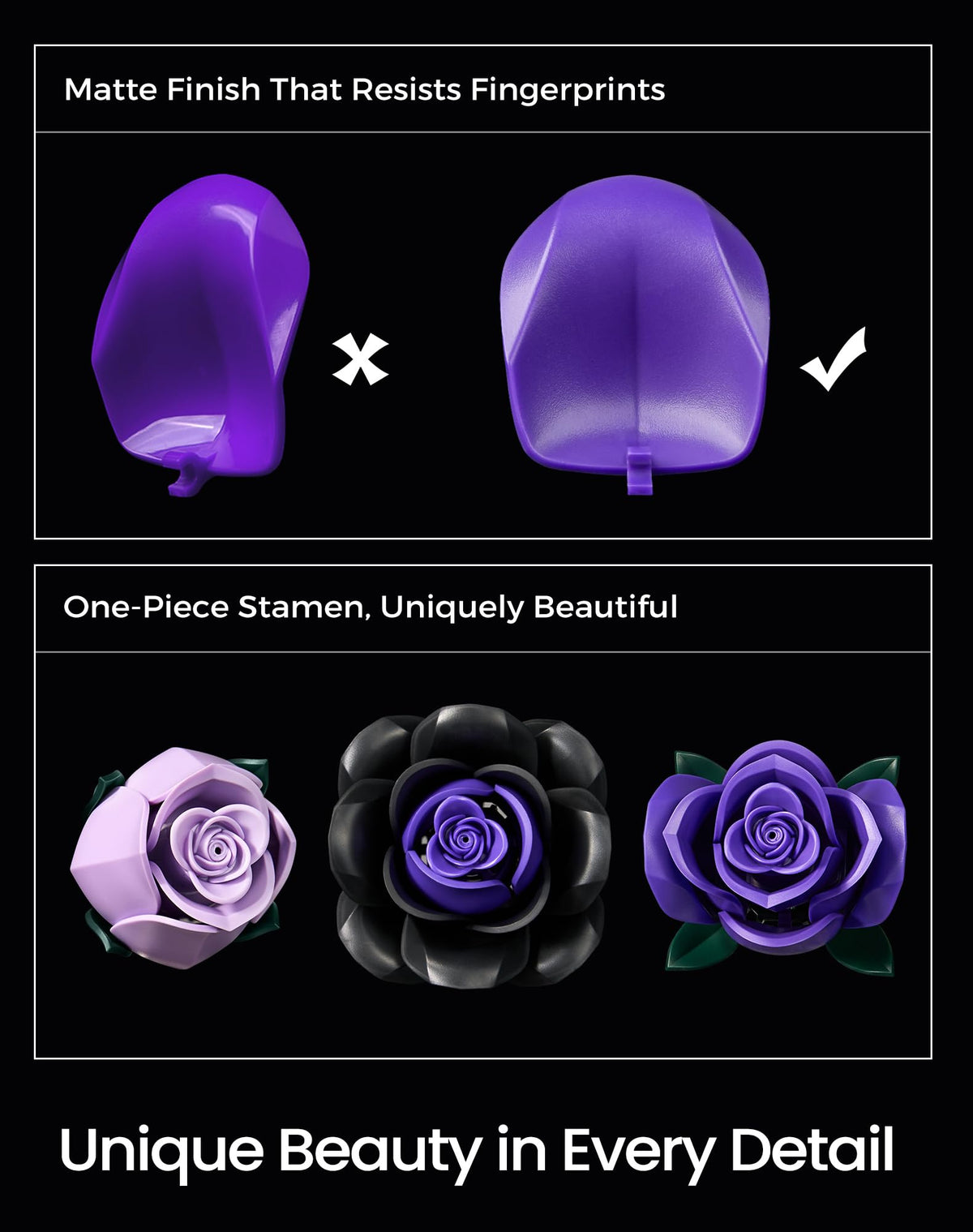 iATOM Black Roses Flower Building Set - 3 Pack
