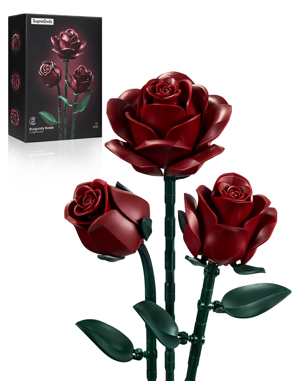 iATOM Black Roses Flower Building Set - 3 Pack