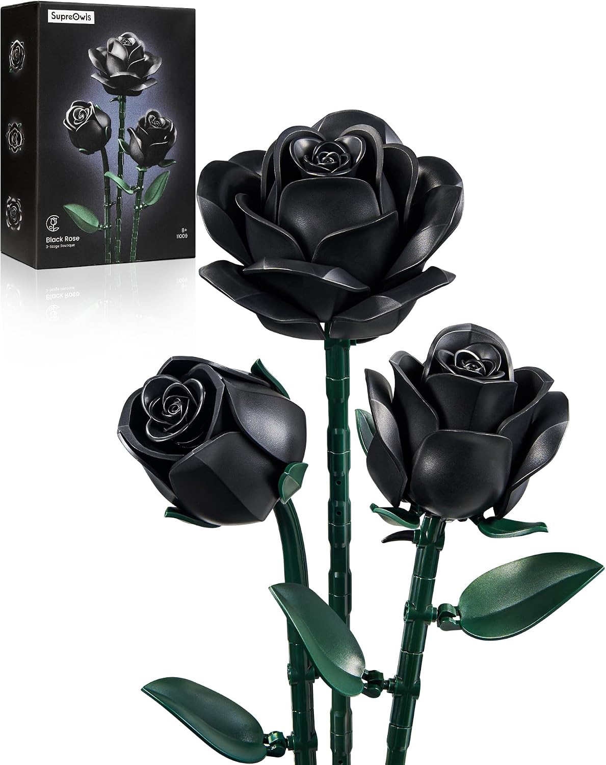 iATOM Black Roses Flower Building Set - 3 Pack