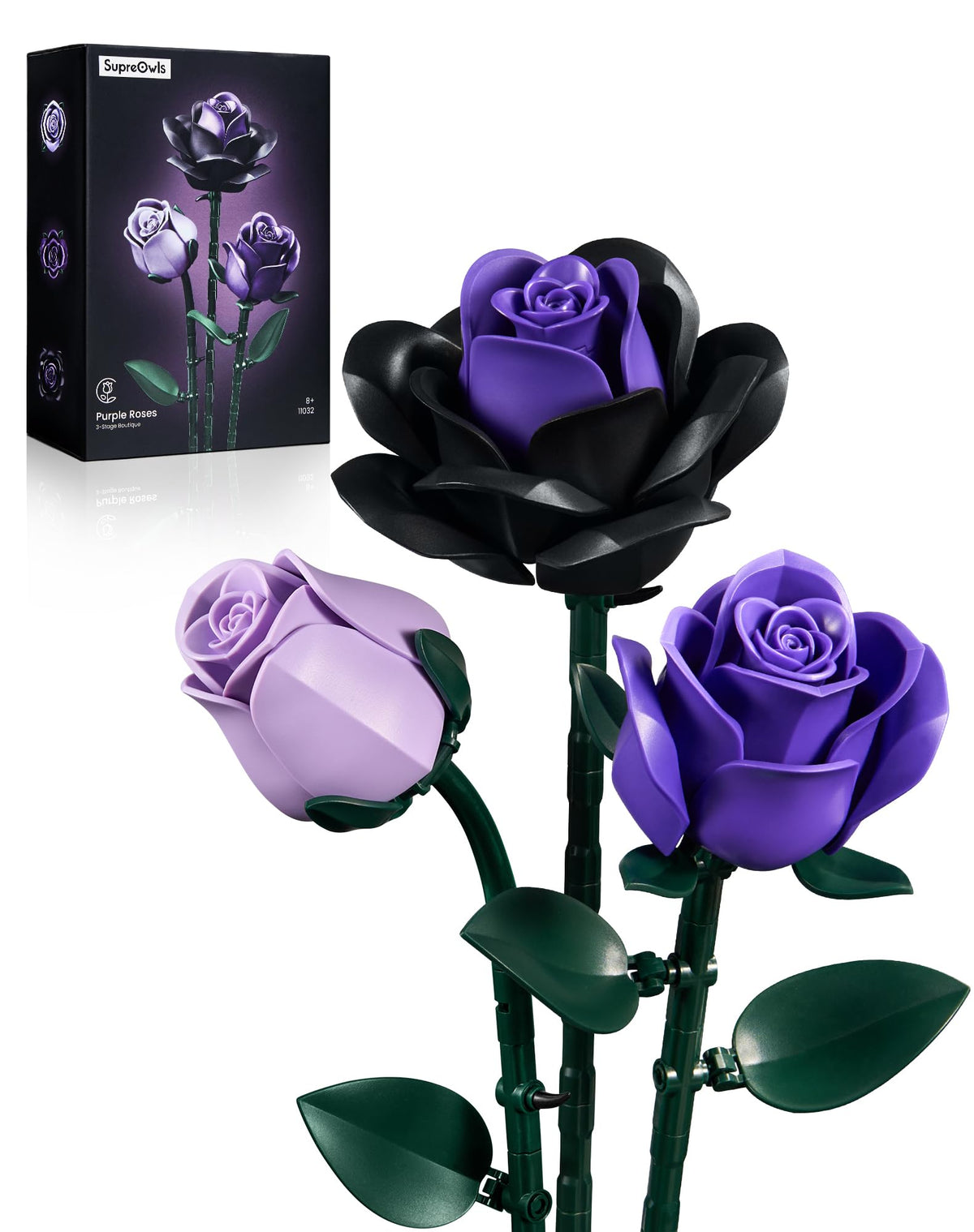 iATOM Black Roses Flower Building Set - 3 Pack