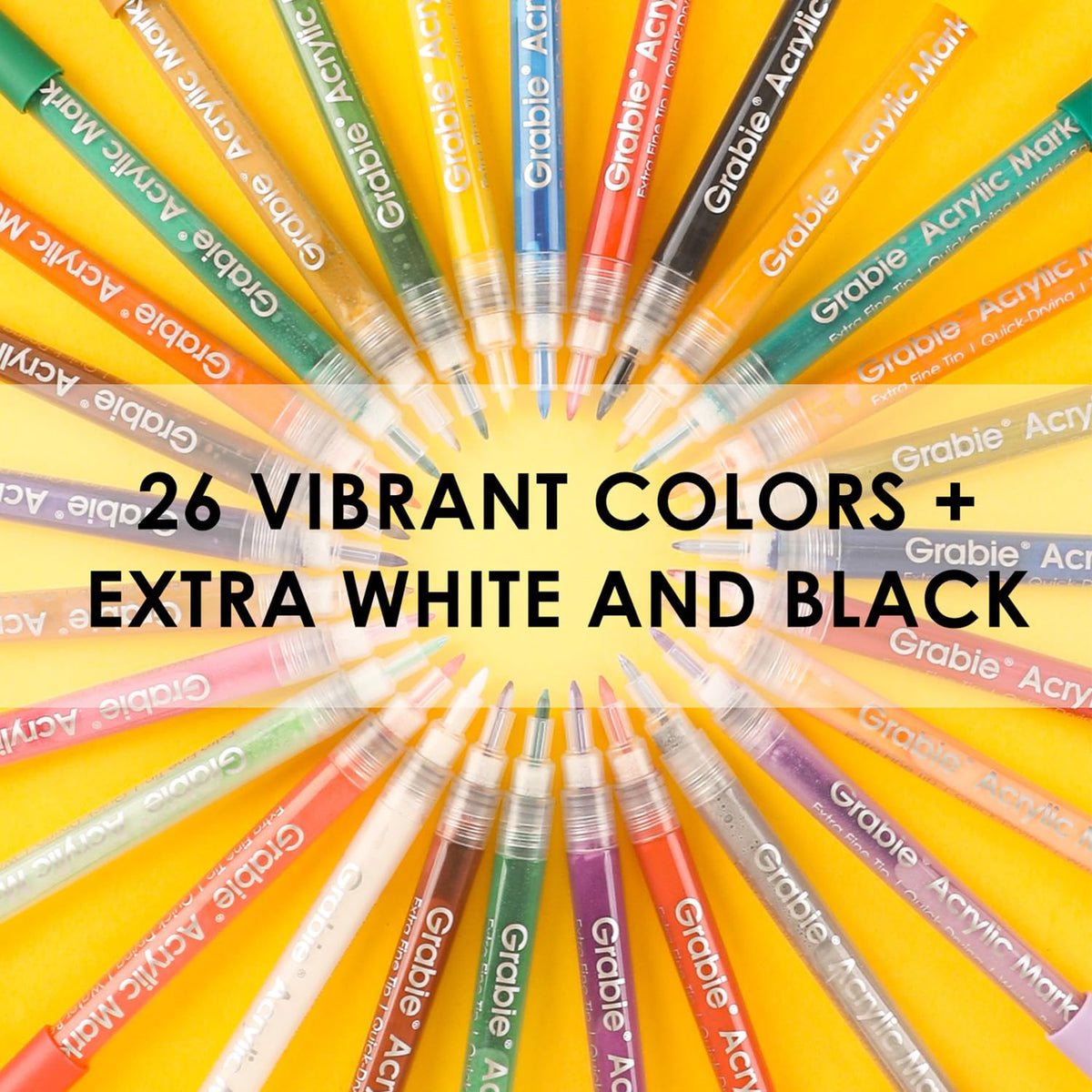 Grabie 6 Pack of Black & White Acrylic Paint Markers, 0.7 mm Extra Fine Tip