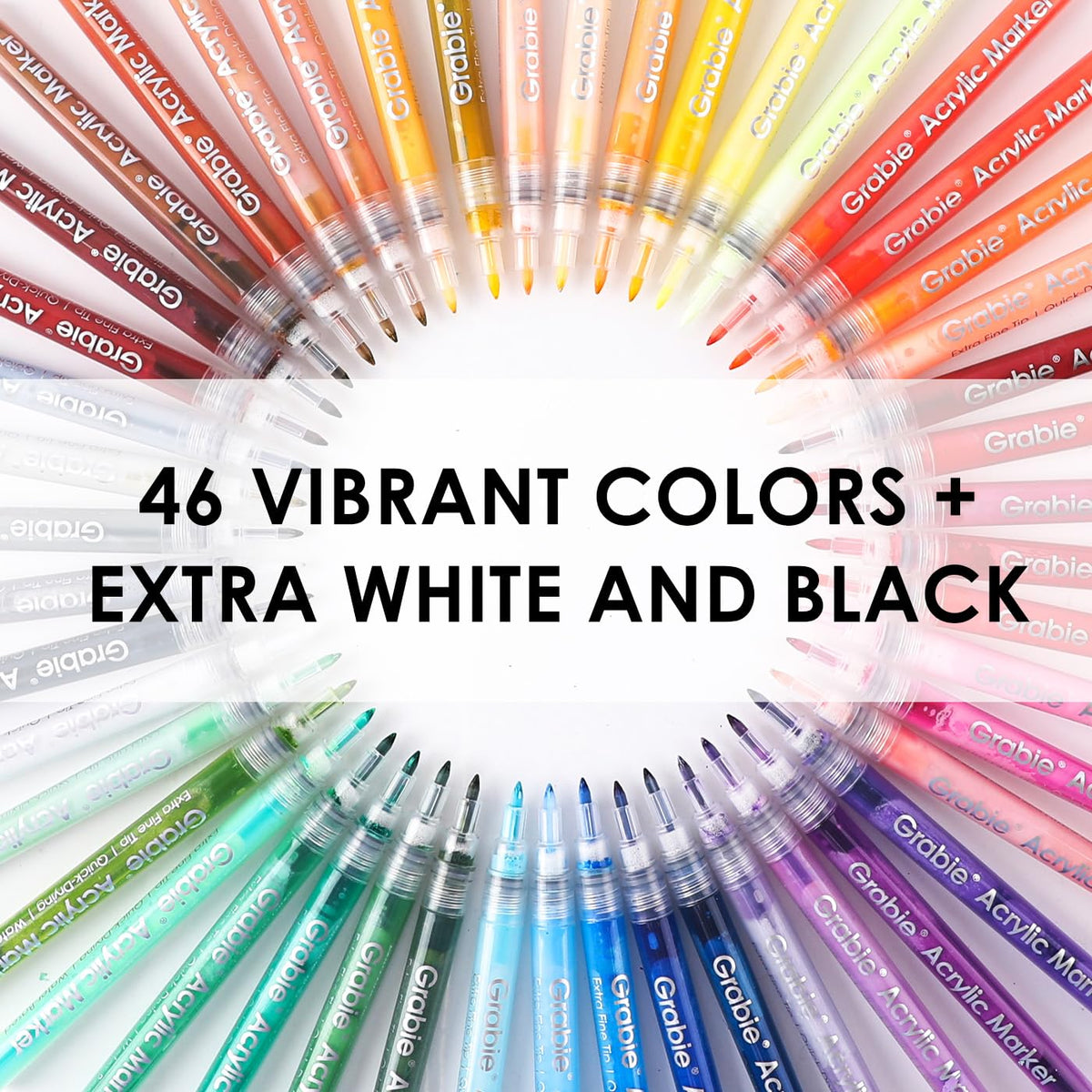 Grabie 6 Pack of Black & White Acrylic Paint Markers, 0.7 mm Extra Fine Tip